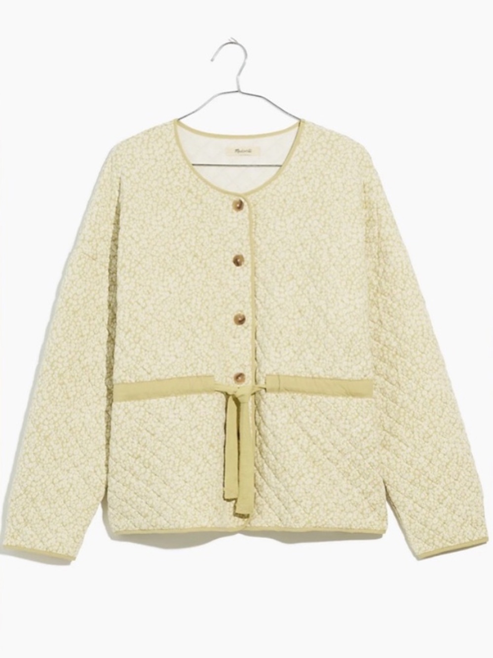 BOGO! Madewell Quilted Jacquard Jacket in Daisy Blooms Green Size Medium - Picture 2 of 11